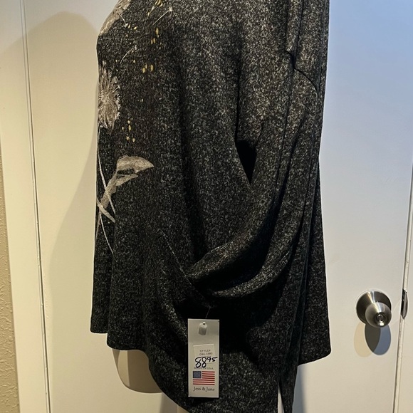 Jess and Jane blouse w pocket  grey heathered fabric NWT dressy top - Picture 5 of 13